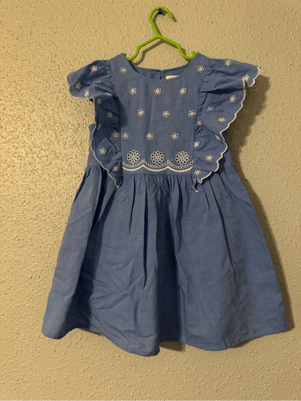 Cat & Jack Light Blue Floral Eyelet Flutter Dress